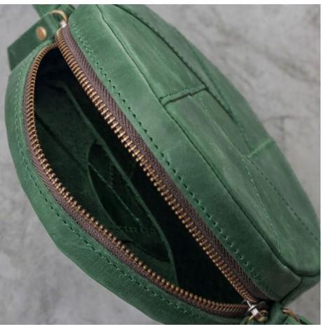 Женская кожаная сумка "Бон-бон" зеленая (кожа crazy horse)