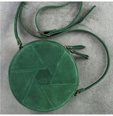 Женская кожаная сумка "Бон-бон" зеленая (кожа crazy horse)