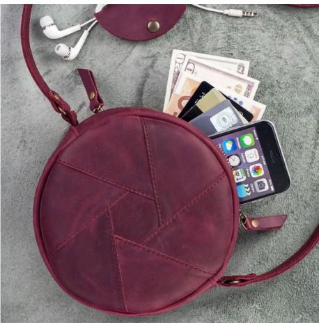 Жіноча шкіряна сумка "Бон-бон" (бордова) шкіра Crazy Horse