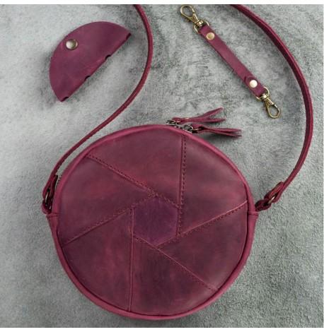 Жіноча шкіряна сумка "Бон-бон" (бордова) шкіра Crazy Horse