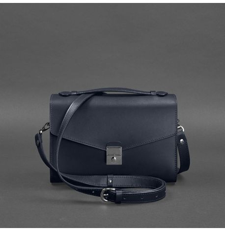 Женская кожаная сумка-кроссбоди Lola (темно-синяя)