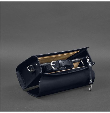 Женская кожаная сумка-кроссбоди Lola (темно-синяя)