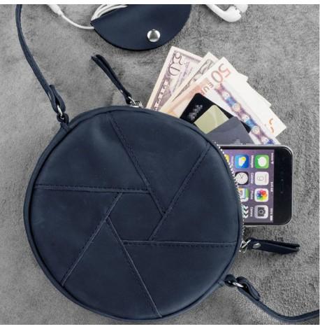 Женская кожаная сумка "Бон-бон" (темно-синяя) кожа Crazy Horse