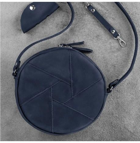 Женская кожаная сумка "Бон-бон" (темно-синяя) кожа Crazy Horse