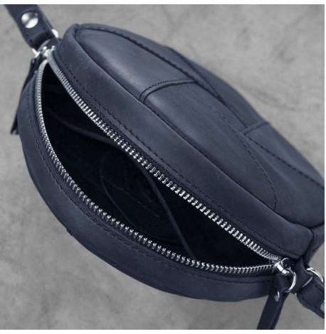 Женская кожаная сумка "Бон-бон" (темно-синяя) кожа Crazy Horse