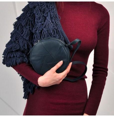 Женская кожаная сумка "Бон-бон" (темно-синяя) кожа Crazy Horse