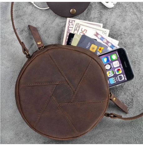 Женская кожаная сумка "Бон-бон" (темно-коричневая)