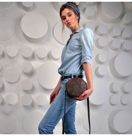 Женская кожаная сумка "Бон-бон" (темно-коричневая)