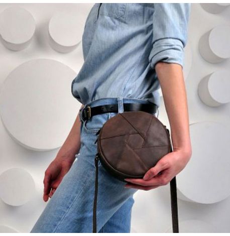 Женская кожаная сумка "Бон-бон" (темно-коричневая)