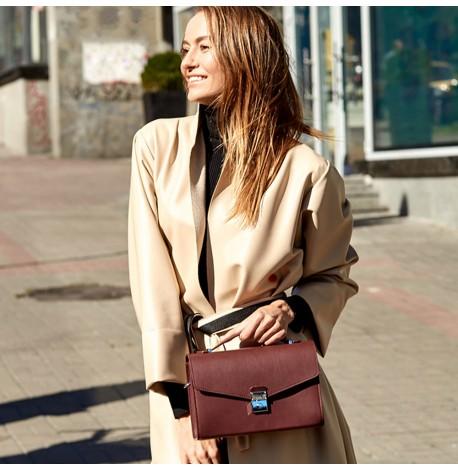 Женская кожаная сумка-кроссбоди Lola (бордовая)