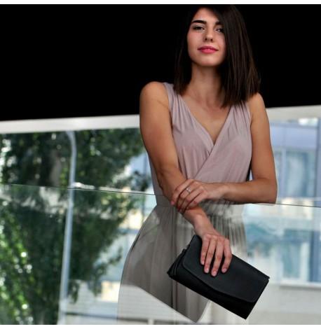 Шкіряна жіноча сумка-трансформер "Еліс" (чорна) шкіра Krast