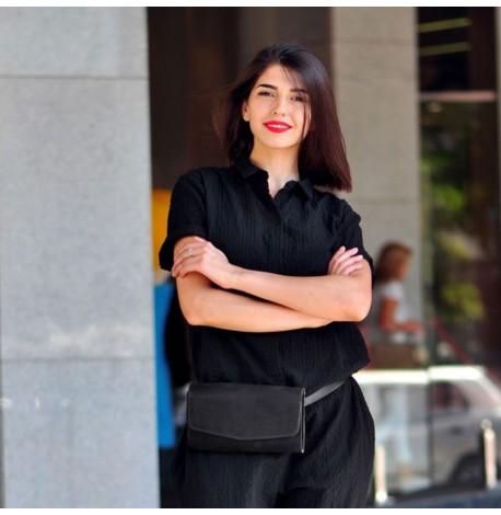 Шкіряна жіноча сумка-трансформер "Еліс" (чорна) шкіра Krast