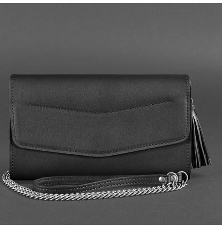 Шкіряна жіноча сумка-трансформер "Еліс" (чорна) шкіра Krast