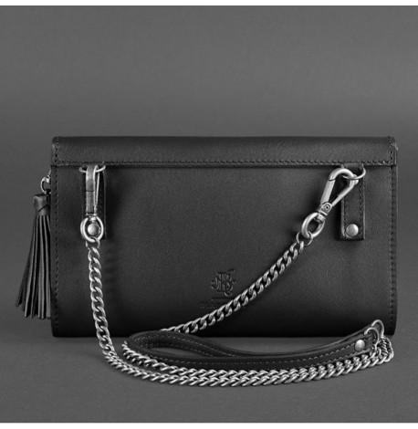 Шкіряна жіноча сумка-трансформер "Еліс" (чорна) шкіра Krast