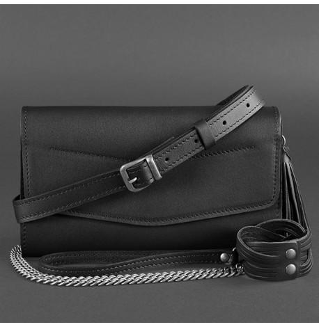 Шкіряна жіноча сумка-трансформер "Еліс" (чорна) шкіра Krast