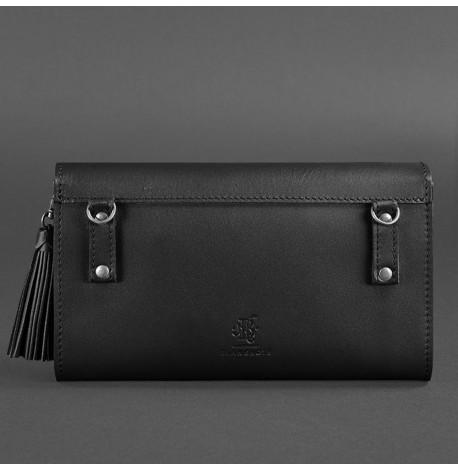 Шкіряна жіноча сумка-трансформер "Еліс" (чорна) шкіра Krast