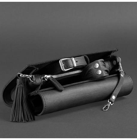 Шкіряна жіноча сумка-трансформер "Еліс" (чорна) шкіра Krast