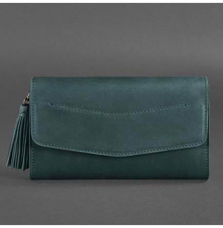 Кожаная женская сумка-трансформер "Элис" (зеленая) кожа Crazy Horse