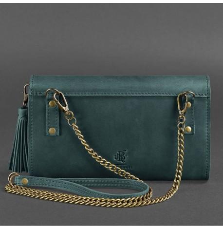 Кожаная женская сумка-трансформер "Элис" (зеленая) кожа Crazy Horse