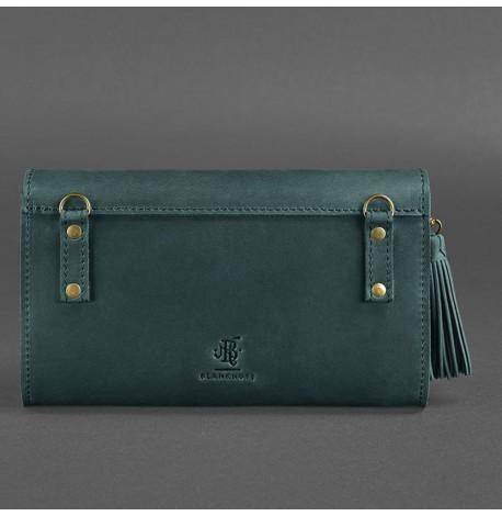 Кожаная женская сумка-трансформер "Элис" (зеленая) кожа Crazy Horse