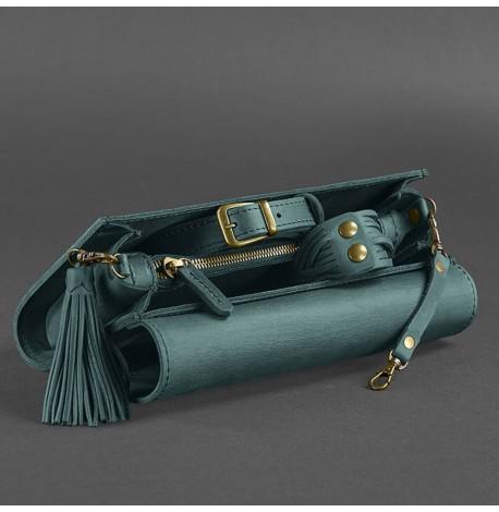 Кожаная женская сумка-трансформер "Элис" (зеленая) кожа Crazy Horse