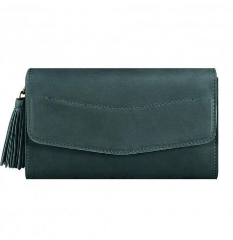 Кожаная женская сумка-трансформер "Элис" (зеленая) кожа Crazy Horse