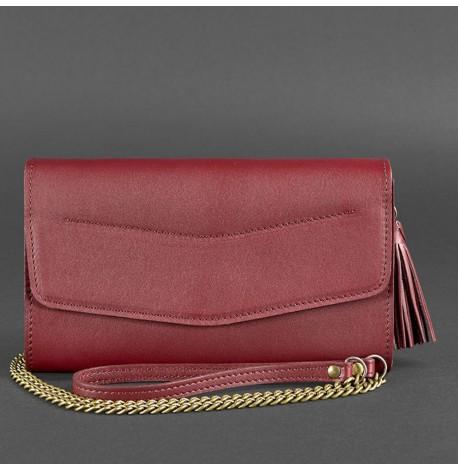 Жіноча шкіряна сумка-трансформер "Еліс" (бордова) шкіра Krast