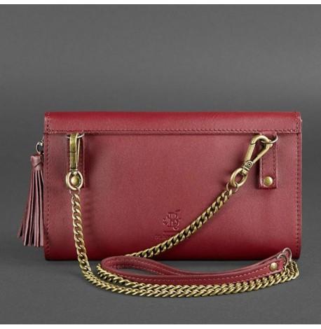 Жіноча шкіряна сумка-трансформер "Еліс" (бордова) шкіра Krast