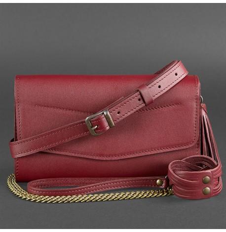 Жіноча шкіряна сумка-трансформер "Еліс" (бордова) шкіра Krast