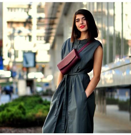 Кожаная женская сумка-трансформер "Элис" (бордовая)