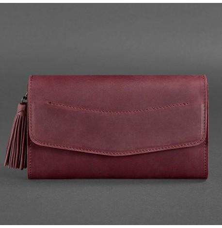 Кожаная женская сумка-трансформер "Элис" (бордовая)