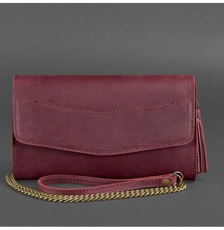 Кожаная женская сумка-трансформер "Элис" (бордовая)