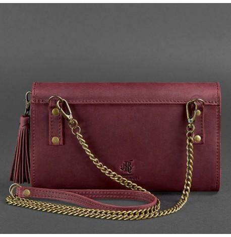 Кожаная женская сумка-трансформер "Элис" (бордовая)