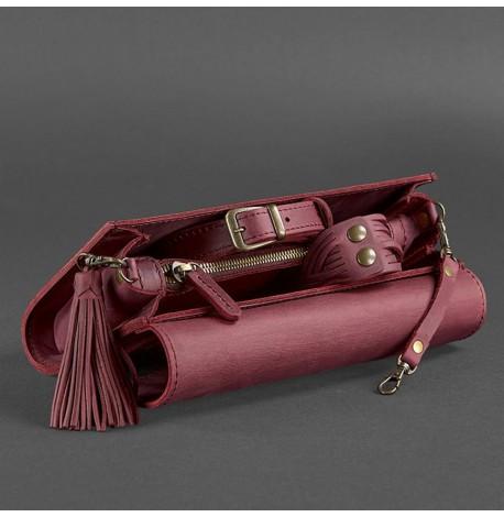 Кожаная женская сумка-трансформер "Элис" (бордовая)