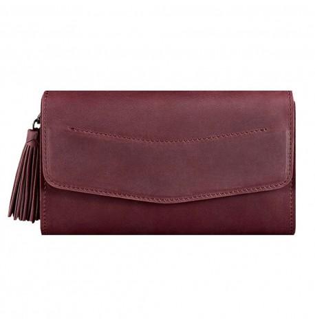 Кожаная женская сумка-трансформер "Элис" (бордовая)