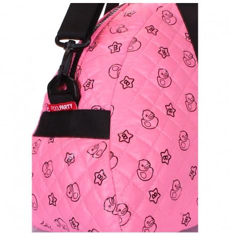 Стеганая женская сумка Poolparty Alaska Ducks (розовая)