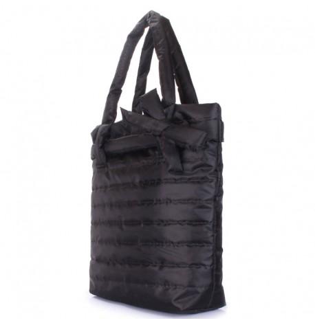 Дутая болоньевая женская сумка Poolparty Bow (черная)