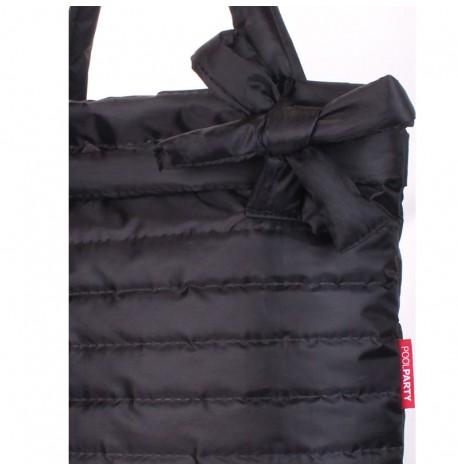 Дутая болоньевая женская сумка Poolparty Bow (черная)