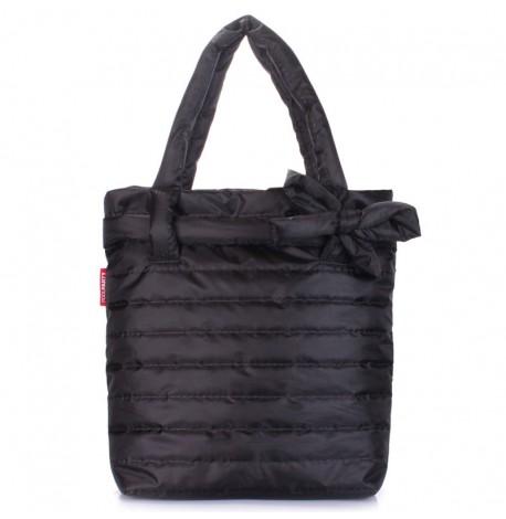 Дутая болоньевая женская сумка Poolparty Bow (черная)