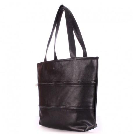 Женская кожаная сумка Poolparty Choice (черная)