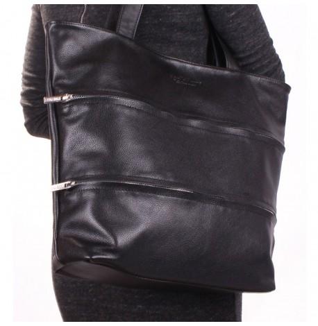 Женская кожаная сумка Poolparty Choice (черная)