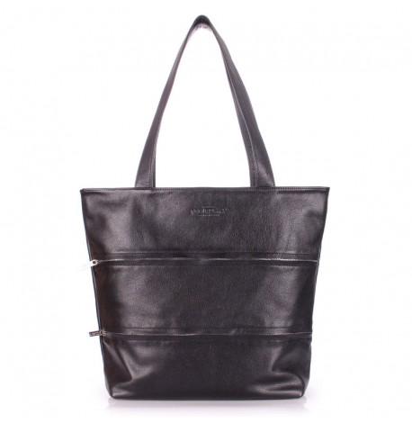 Женская кожаная сумка Poolparty Choice (черная)