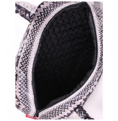 Дута болоньєва жіноча сумка-саквояж Poolparty з зимовим візерунком (сіра)