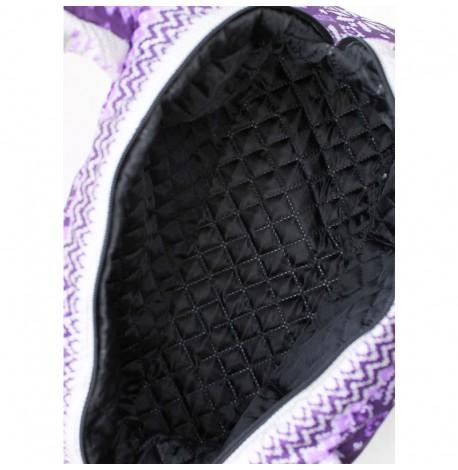 Дутая болоньевая женская сумка-саквояж Poolparty с зимним узором (фиолетовая)