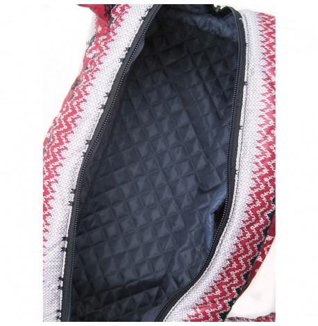 Дута болоньєва жіноча сумка-саквояж Poolparty з зимовим візерунком (червона)