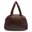 Стеганая женская сумка-саквояж Poolparty NS4 (коричневая)