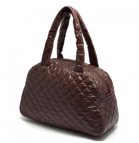 Стеганая женская сумка-саквояж Poolparty NS4 (коричневая)