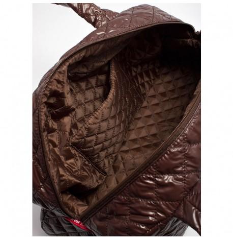 Стеганая женская сумка-саквояж Poolparty NS4 (коричневая)