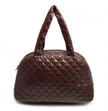 Стеганая женская сумка-саквояж Poolparty NS4 (коричневая)