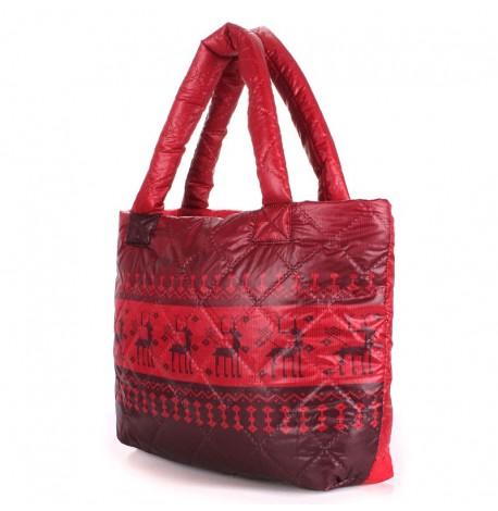 Дута болоньєва жіноча сумка Poolparty з оленями (червона)